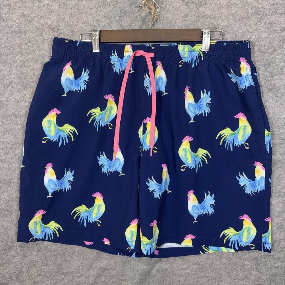 Chubbies Swim Trunks Mens XXL Blue Fowl Play Lined 7" Inseam‎